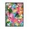 Stupell Industries Tropical Flowers & Parrot Wall Art with Black Frame